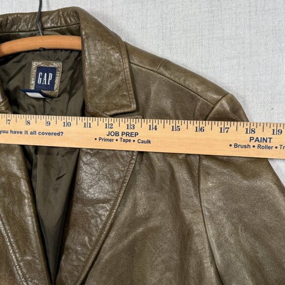 GAP Leather Blazer Brown Long Sleeve Button-Front Jacket Pockets Lined Size XL - Picture 8 of 12